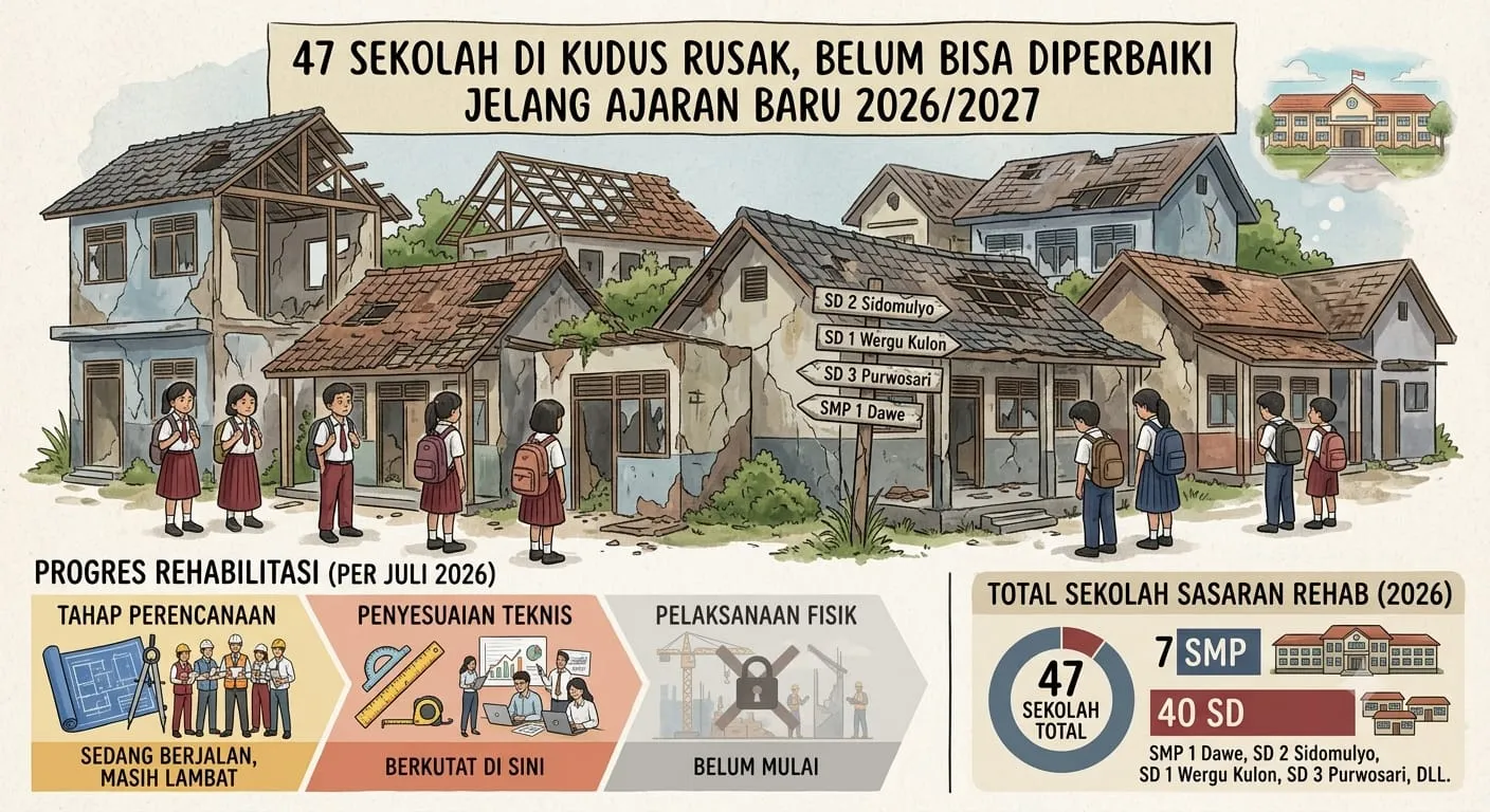 Rehabilitasi Molor, 47 Sekolah Rusak di Kudus Belum Bisa Diperbaiki Saat Tahun Ajaran Baru