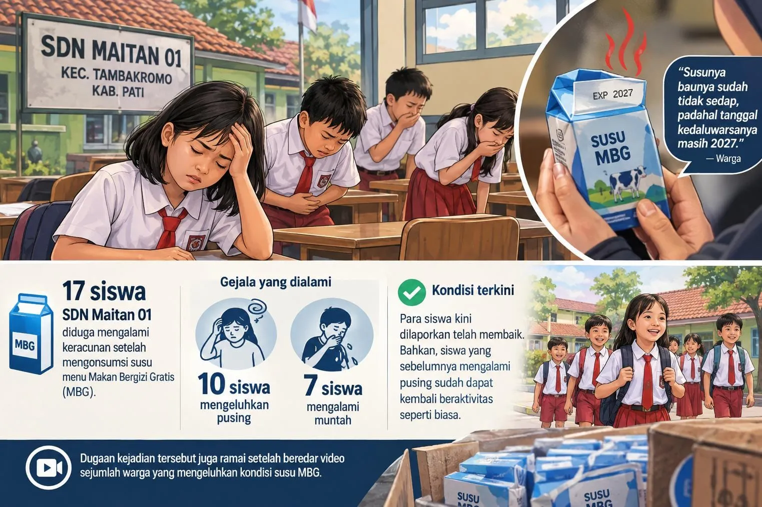 Usai Minum Susu MBG, 17 Siswa SD di Pati Alami Pusing dan Muntah