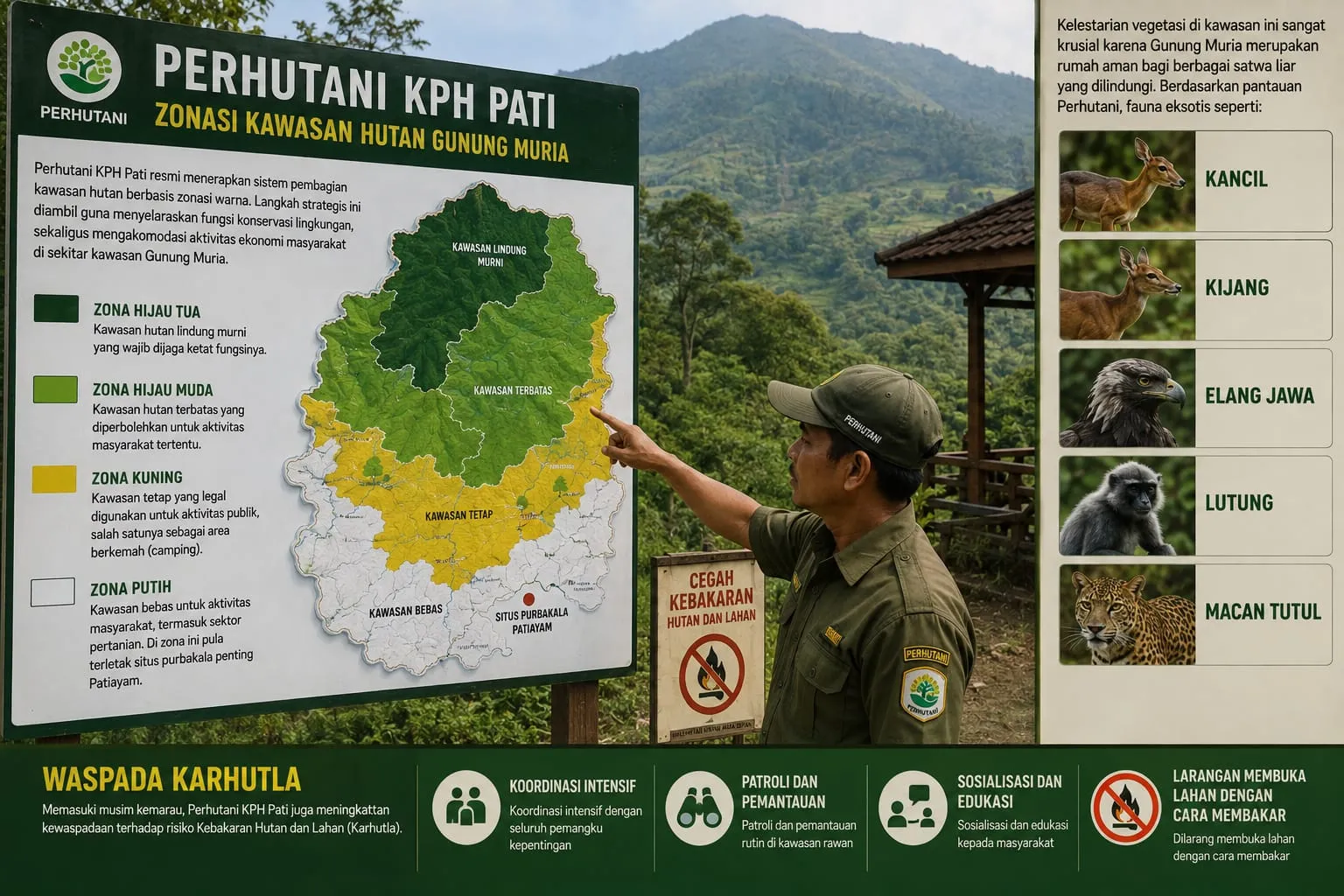 Perhutani Terapkan Zonasi Warna di Gunung Muria, Satwa Dilindungi Dijaga Ketat
