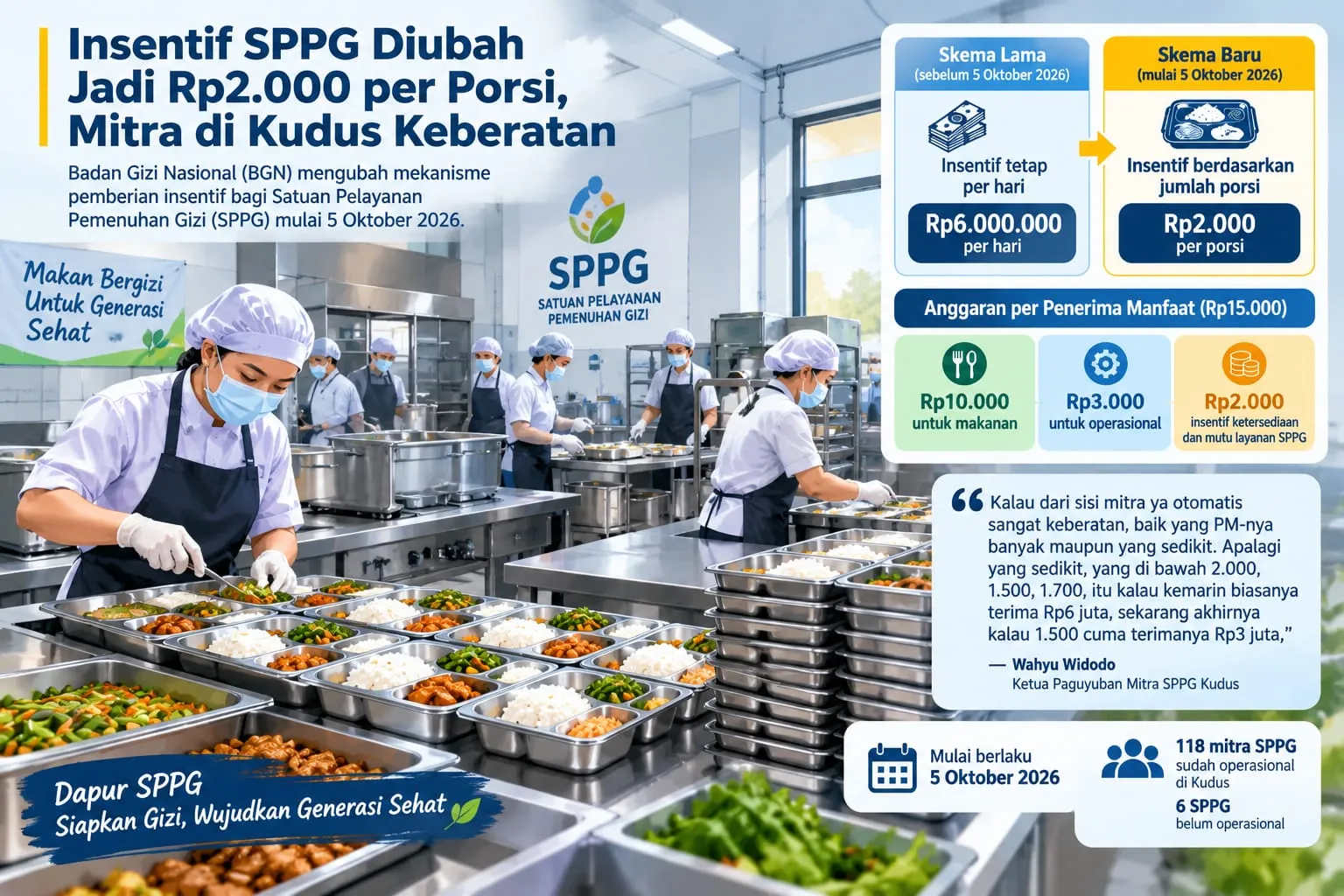 Aturan Insentif BGN Berubah, Mitra SPPG Kudus Khawatir Pengembalian Modal Terhambat